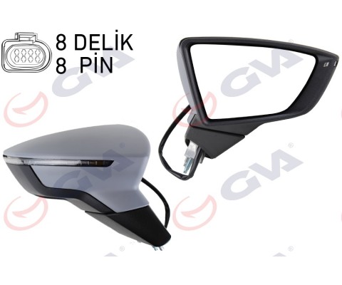DIŞ DİKİZ AYNASI SAĞ LEON 12> ELEKTRİKLİ KATLANIR ISITMALI SENSÖRLÜ SİNYALLİ ASTARLI KONVEKS VM-367EBR