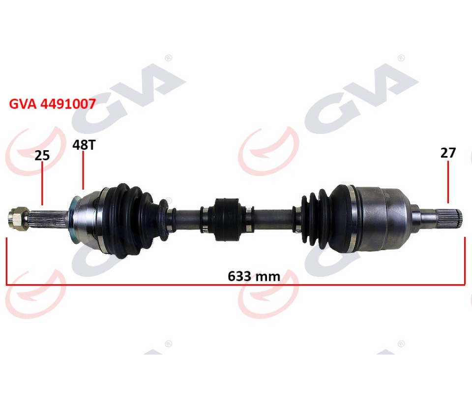 KOMPLE AKS SOL HYUNDAI ACCENT ERA 1.5L D4FA CRDi 06-10 ABS li 25x27 - ABS 48 diş komple boy 633mm