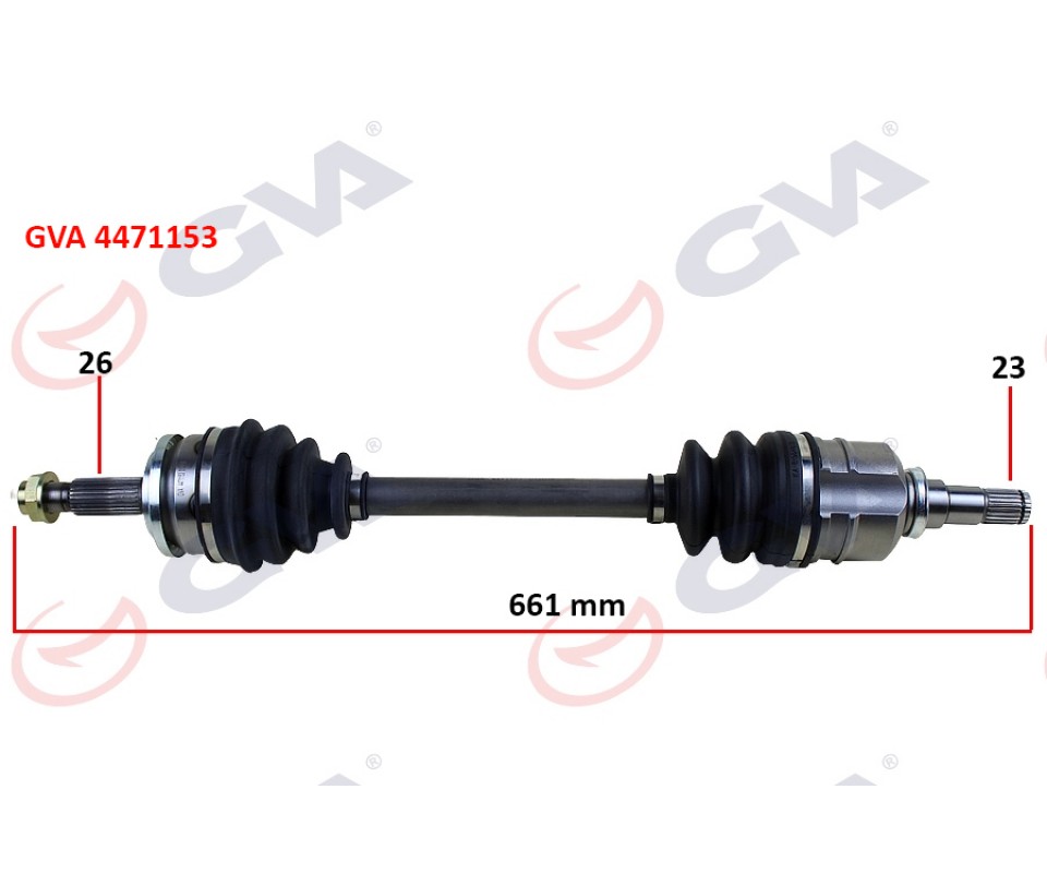 KOMPLE AKS SOL TOYOTA AURIS. COROLLA 1.33L 1NR-FE NRE150 6 vites 10-> 1.6L 1ZR-FE ZRE151 benzinli 07-11 26x23 komple boy 661mm