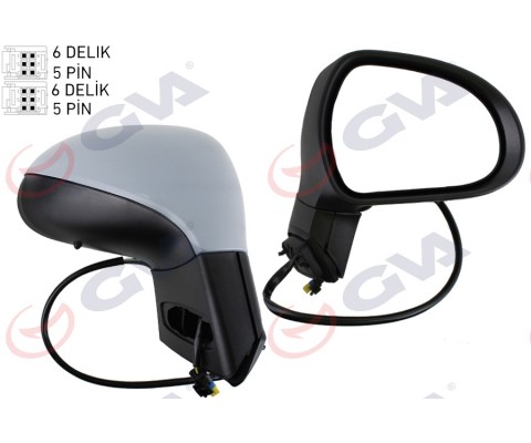 DIŞ DİKİZ AYNASI SAĞ 207 06> ELEKTRİKLİ ISITMALI SİNYALLİ KATLANIR SENSÖRLÜ ASTARLI KONVEKS VM-6207EBR