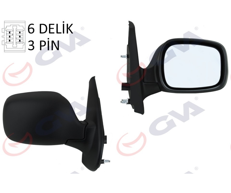 DIŞ DİKİZ AYNASI SAĞ KANGOO 01> ELEKTRİKLİ ISITMALI ASFERİK 5 FİŞ VM-132NEHR