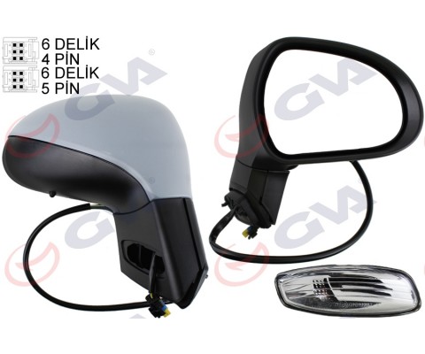 DIŞ DİKİZ AYNASI SAĞ 207 06> ELEKTRİKLİ ISITMALI SİNYALLİ SENSÖRLÜ ASTARLI KONVEKS VM-6207EHPSR