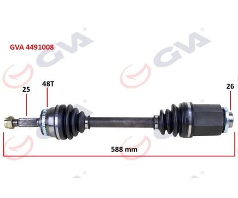KOMPLE AKS SAĞ HYUNDAI ACCENT ERA 1.5L D4FA CRDi 06-10 ABS li 25x26 - ABS 48 diş komple boy 588mm