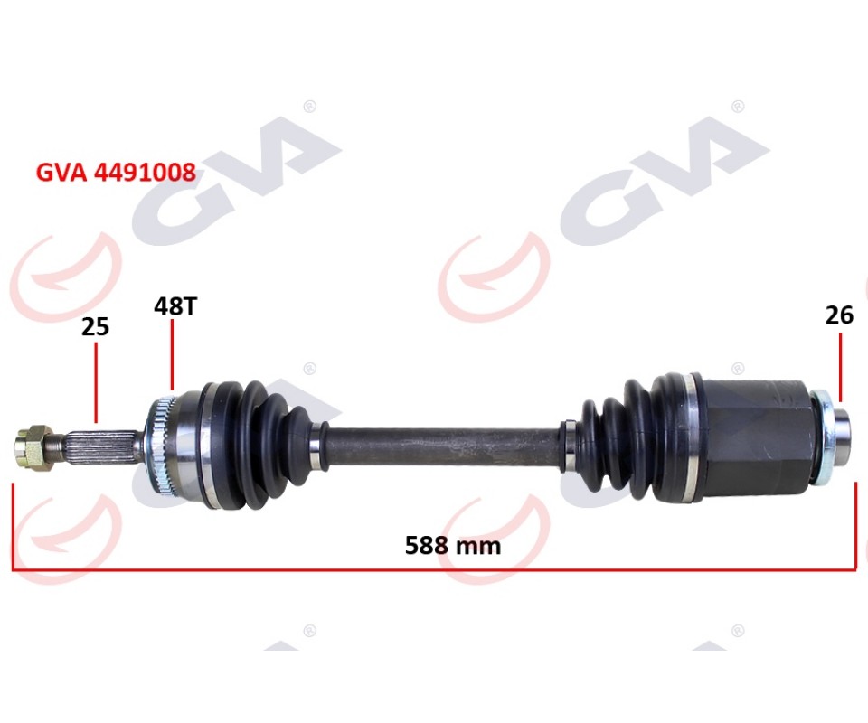 KOMPLE AKS SAĞ HYUNDAI ACCENT ERA 1.5L D4FA CRDi 06-10 ABS li 25x26 - ABS 48 diş komple boy 588mm