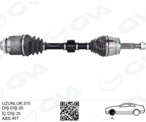 KOMPLE AKS SAĞ GETZ 1.5 CRDİ 03-09 ABS Lİ 48DİŞ 578mm