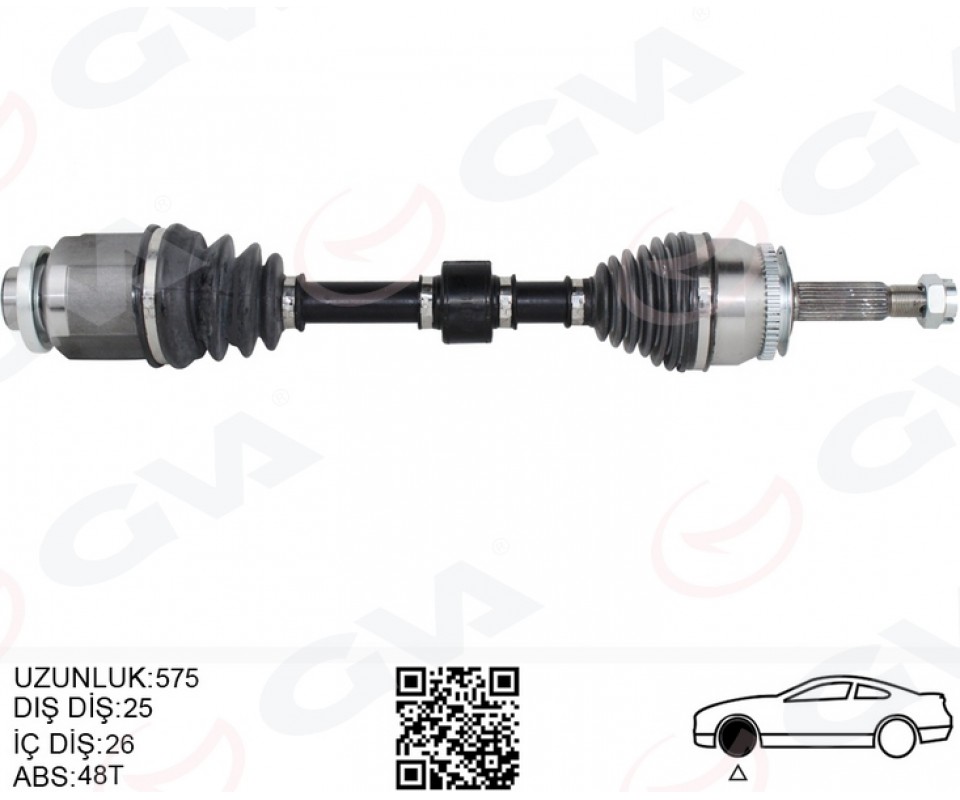KOMPLE AKS SAĞ GETZ 1.5 CRDİ 03-09 ABS Lİ 48DİŞ 578mm