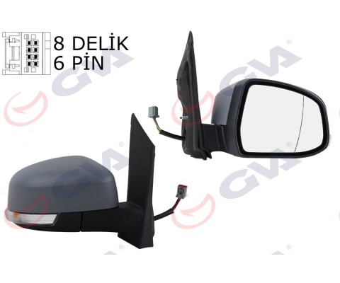 DIŞ DİKİZ AYNASI SAĞ FORD FOCUS 08> ELEKTRİKLİ-ISITMALI-SİNYALLİ-ASTARLI-ASFERİK 6 FİŞ VM-6304EHPAR