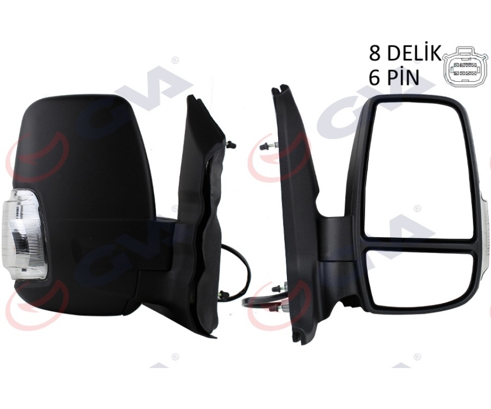 DIŞ DİKİZ AYNASI SAĞ TRANSIT 14> ELEKTRİKLİ ISITMALI BEYAZ SİNYALLİ DESENLİ KONVEKS 6 FİŞ VM-6329EHR