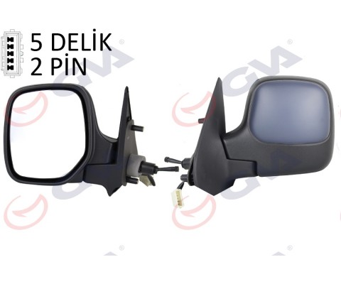 DIŞ DİKİZ AYNASI SOL BERLINGO-PARTNER 97> MEKANİK ISITMALI KONVEKS ASTARLI 2 FİŞ VM-118NPL
