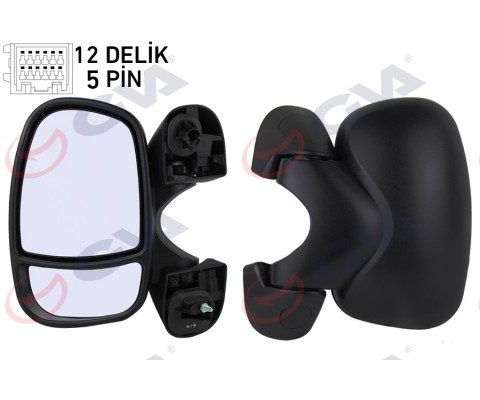 DIŞ DİKİZ AYNASI SOL TRAFIC-VİVARO 01> ELEKTRİKLİ ISITMALI SENSÖRLÜ KONVEKS 5 FİŞ VM-967EHL