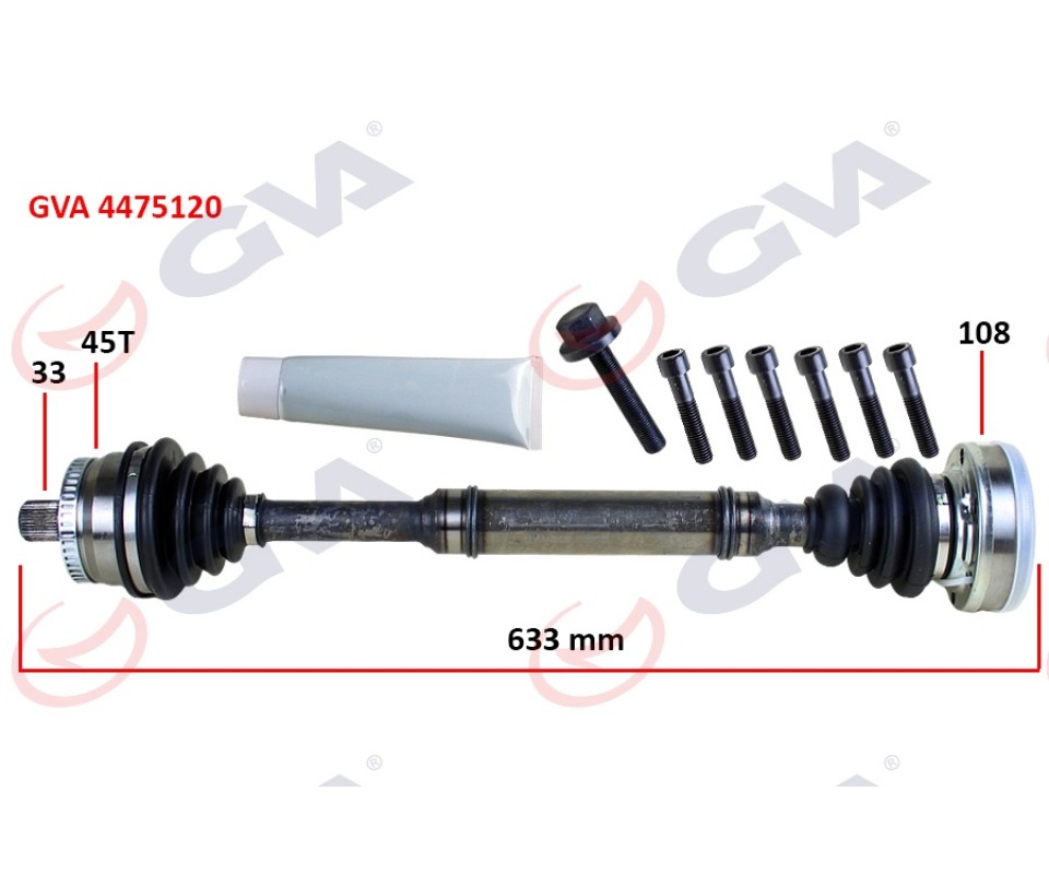 KOMPLE AKS SAĞ ABS Lİ A4-PASSAT 1.8T 96-01 45 DİŞ 633mm