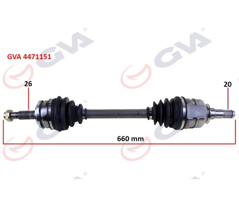 KOMPLE AKS SOL TOYOTA AURIS. COROLLA 1.4L 1NDTV NDE150 D-4D dizel 07-13 26x20 komple boy 660mm