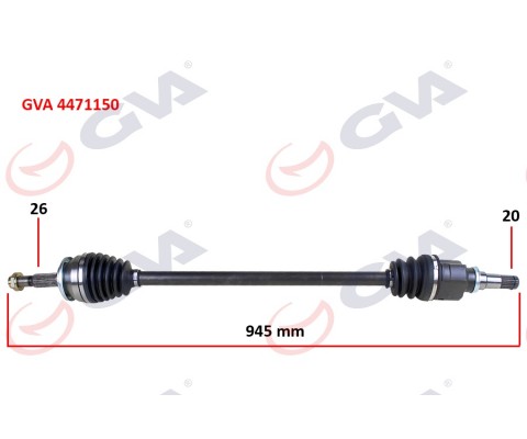 KOMPLE AKS SAĞ TOYOTA AURIS. COROLLA 1.4L 1NDTV NDE150 D-4D dizel 07-13 26x20 komple boy 945mm