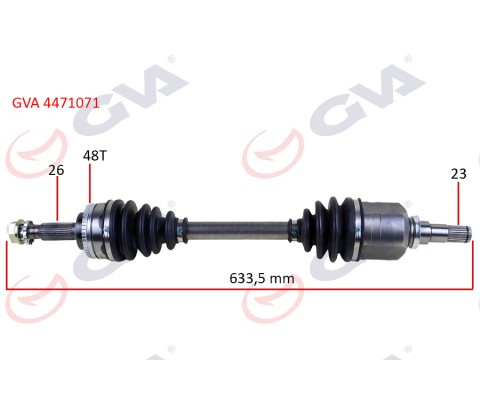 KOMPLE AKS SOL TOYOTA COROLLA 1.4L 1.6L 4ZZ-FE 3ZZ-FE ZZE120 ZZE121 VVTi 02-06 ABS li 26x23 - ABS 48 diş komple boy 633.5mm
