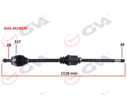 AKS KOMPLE ÖN SAĞ RENAULT MASTER II 98>06 OPEL MOVANO A 98>01 1.9dCi 2.2dCi 2.5dCi 2.8dCi 51DİŞ 1118mm