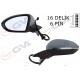 DIŞ DİKİZ AYNASI SOL GOLF 7 13> ELEKTRİKLİ ISITMALI SİNYALLİ ASTARLI ASFERİK 6 FİŞ VM-6187EHPAL