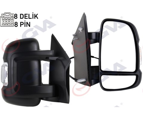 DIŞ DİKİZ AYNASI SAĞ DUCATO-BOXER-JUMPER 06> ELEKTRİKLİ ISITMALI SİNYALLİ KISA KOL KONVEKS 8 FİŞ ÇİFT CAM