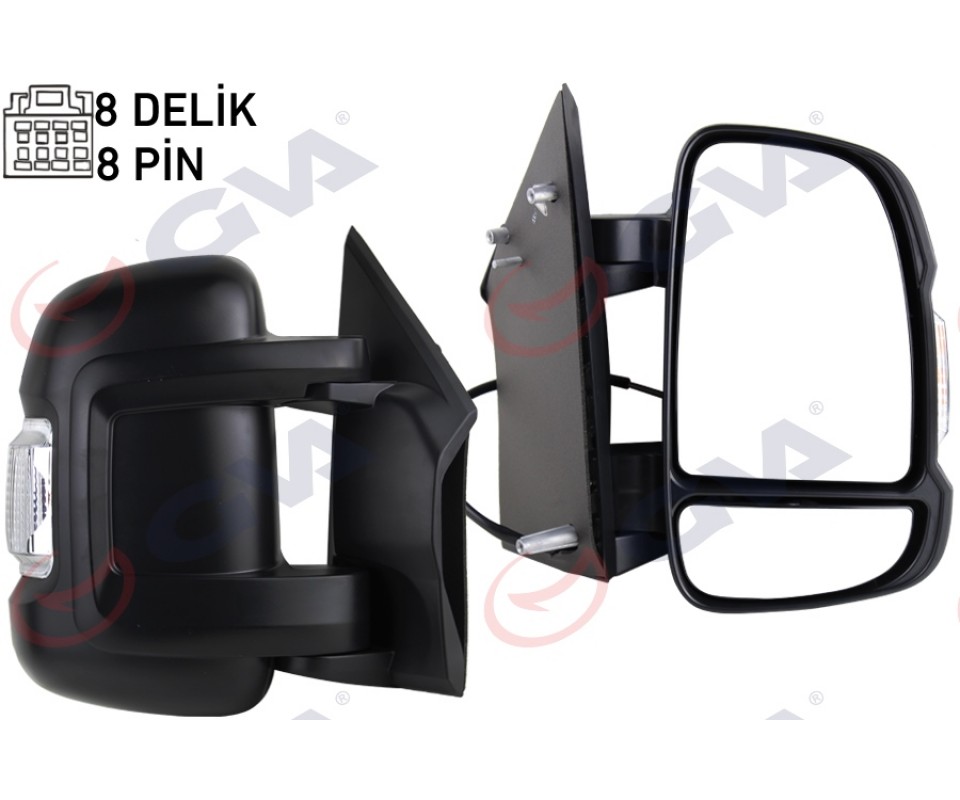 DIŞ DİKİZ AYNASI SAĞ DUCATO-BOXER-JUMPER 06> ELEKTRİKLİ ISITMALI SİNYALLİ KISA KOL KONVEKS 8 FİŞ ÇİFT CAM