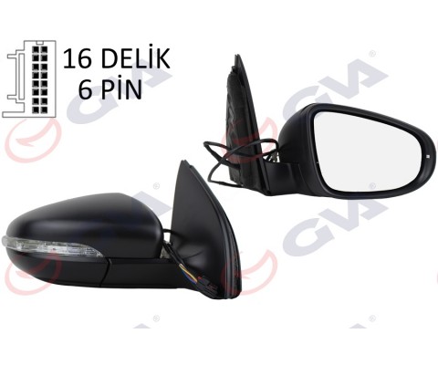 DIŞ DİKİZ AYNASI SAĞ GOLF 09> ELEKTRİKLİ ISITMALI SİNYALLİ KONVEKS 6 FİŞ VM- 6197EHPR