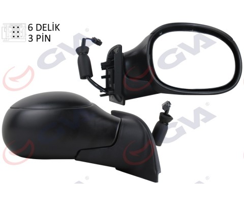 DIŞ DİKİZ AYNASI SAĞ C3 02> ELEKTRİKLİ ISITMALI KONVEKS 3 FİŞ VM-501ER