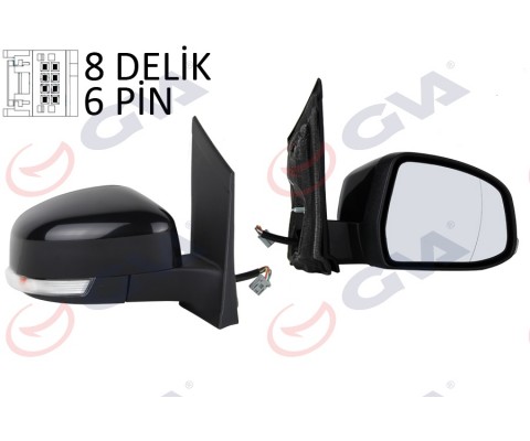 DIŞ DİKİZ AYNASI SAĞ FORD FOCUS 08> ELEKTRİKLİ-ISITMALI-SİNYALLİ-SİYAH-ASFERİK 6 FİŞ VM-6304EHAR