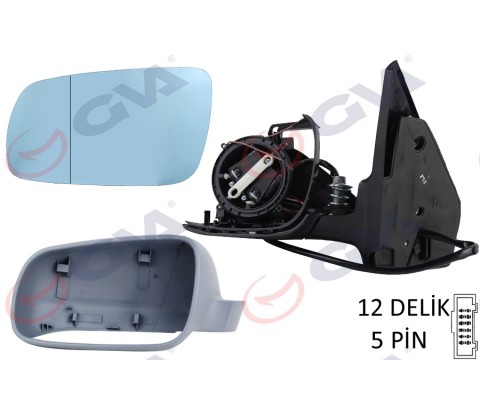 DIŞ DİKİZ AYNASI SOL GOLF-BORA 98> ELEKTRİKLİ ASTARLI KONVEKS 5 FİŞ VM-188AL