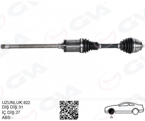 KOMPLE AKS ÖN SAĞ BMW X1 E84 09>15 822MM DİŞ 31 DİFERANSİYEL DİŞ 27