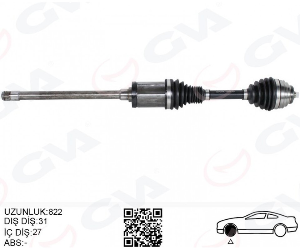 KOMPLE AKS ÖN SAĞ BMW X1 E84 09>15 822MM DİŞ 31 DİFERANSİYEL DİŞ 27