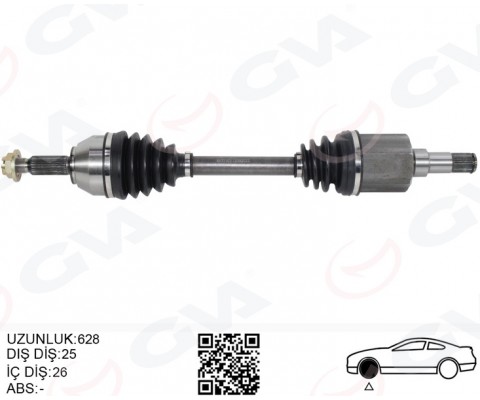 ON AKS KOMPLE SOL TRANSIT CONNECT 1.8 TDCI 02>14 75 -90-110PS 628mm