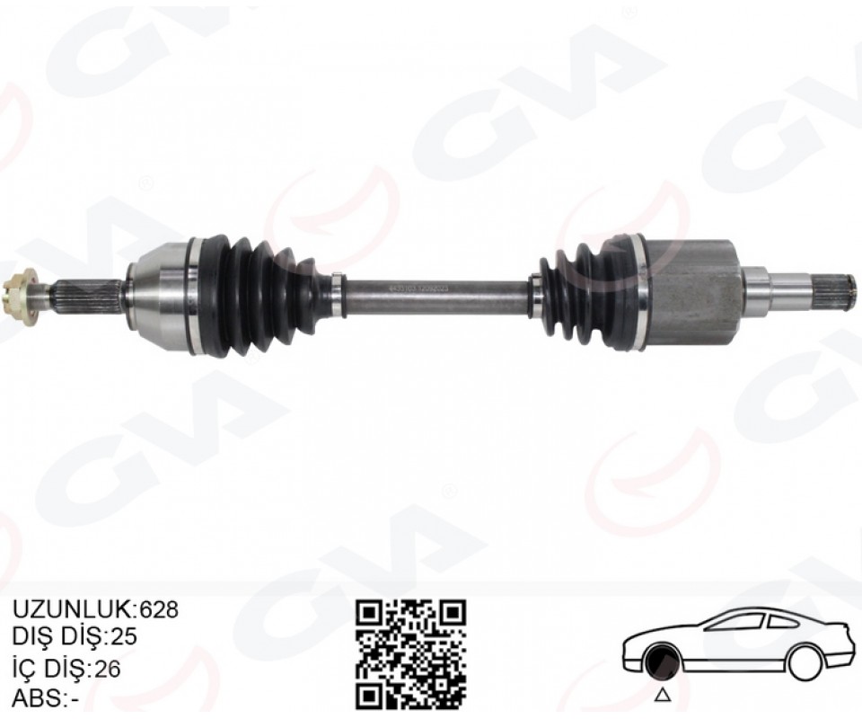 ON AKS KOMPLE SOL TRANSIT CONNECT 1.8 TDCI 02>14 75 -90-110PS 628mm