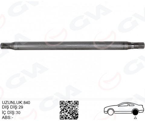 AKS MILI ARKA SOL KALIN KISA 840mm MERCEDES SPRINTER B906 . VW CRAFTER 30-35-50 Z:29-30