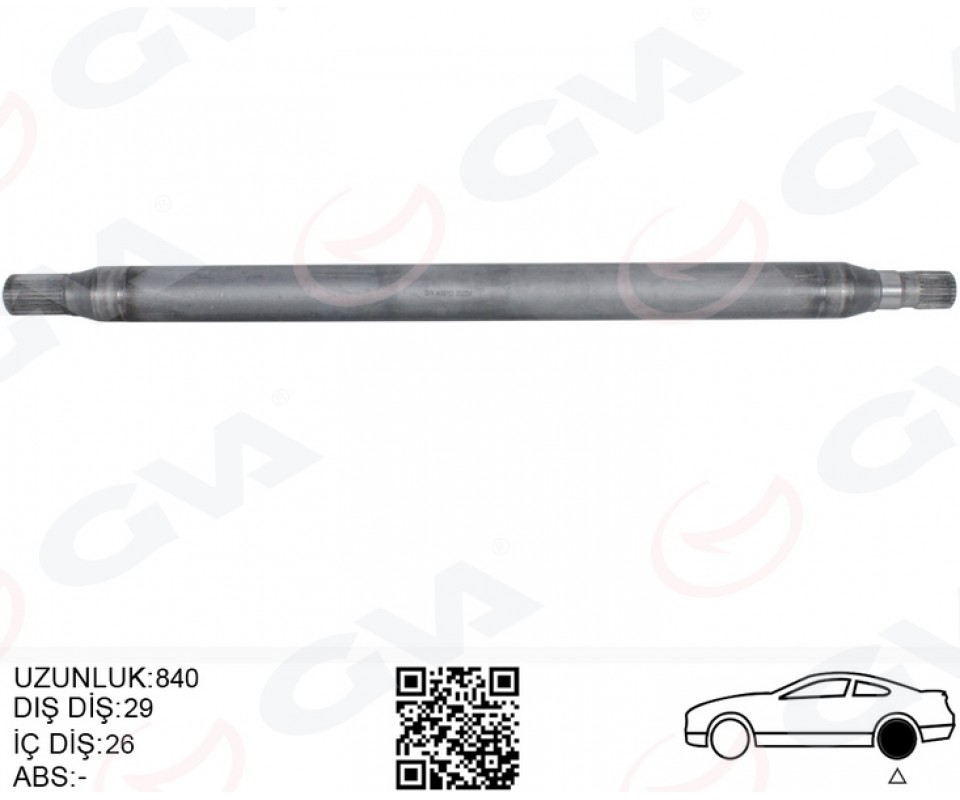 AKS MILI ARKA SOL INCE KISA 840mm MERCEDES SPRINTER B906 . VW CRAFTER 30-35-50 Z:26-29