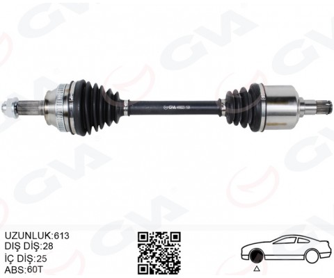 KOMPLE AKS ÖN SAĞ/SOL FREELANDER I L314 1.8 16V 98>06 613MM