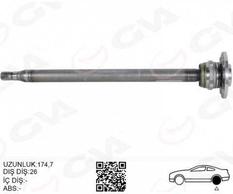 AKS MILI ARKA SOL INCE KISA 840mm MERCEDES SPRINTER B906 . VW CRAFTER 30-35-50 Z:26-29 PORYALI