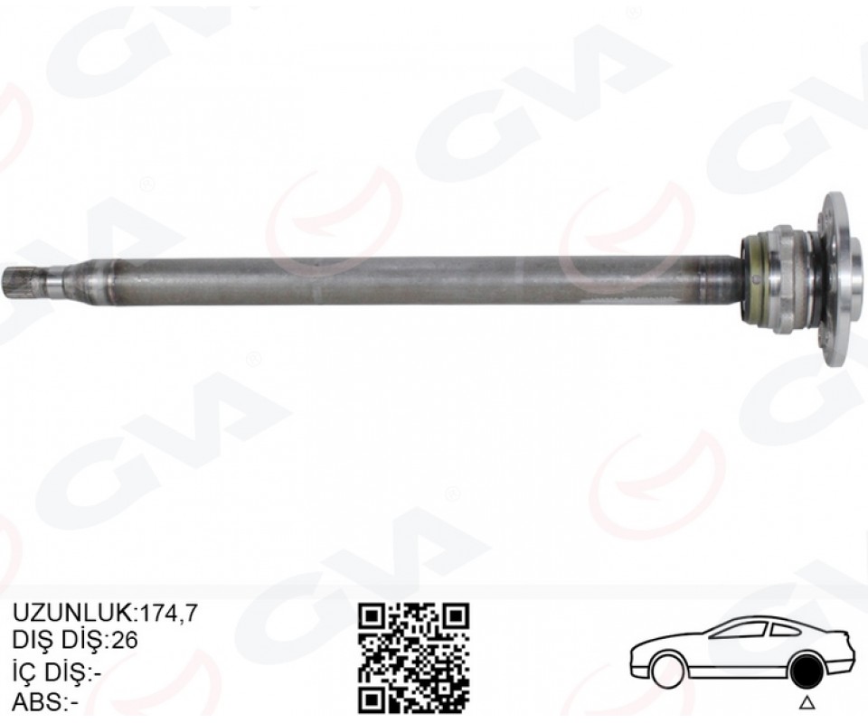 AKS MILI ARKA SOL INCE KISA 840mm MERCEDES SPRINTER B906 . VW CRAFTER 30-35-50 Z:26-29 PORYALI