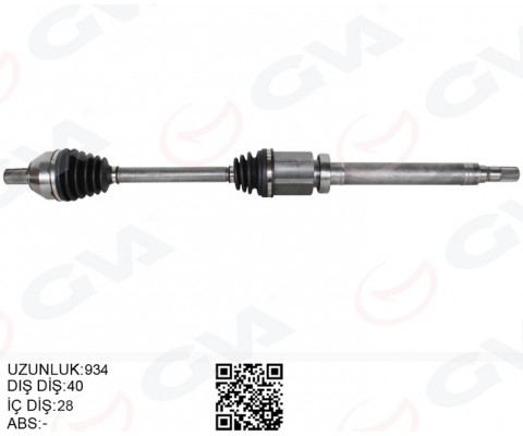 ÖN AKS KOMPLE SAĞ SAG S60 II VOLVO 1.6 D2 10>15 S80 II 1.6D 10> V60 VOLVO 1.6 10>15 V70 III VOLVO 1.6 D2 07>15 6 VİTESLİ OTOMATİK ŞANZIMAN İÇİN UZUNLUK 934mm 57 TEKER TARAFLİ DİS 40