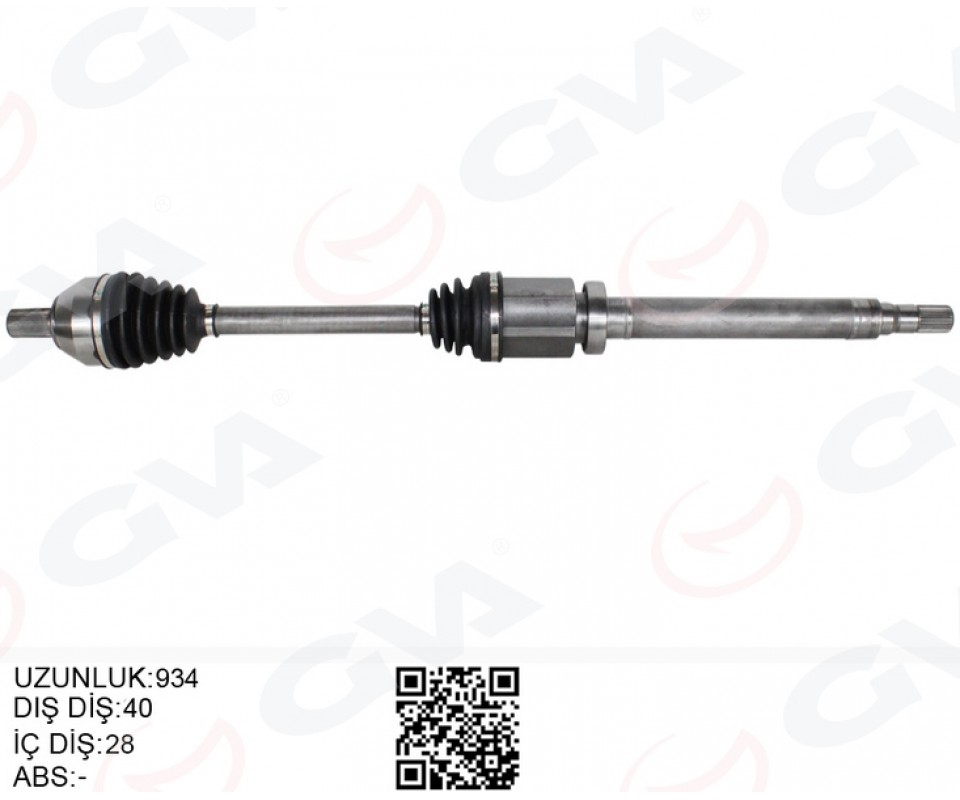 ÖN AKS KOMPLE SAĞ SAG S60 II VOLVO 1.6 D2 10>15 S80 II 1.6D 10> V60 VOLVO 1.6 10>15 V70 III VOLVO 1.6 D2 07>15 6 VİTESLİ OTOMATİK ŞANZIMAN İÇİN UZUNLUK 934mm 57 TEKER TARAFLİ DİS 40