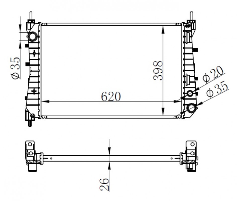 RADYATÖR BRAZİNG LINEA 1.3 JTD AC KLİMASIZ MEK 621x395x26
