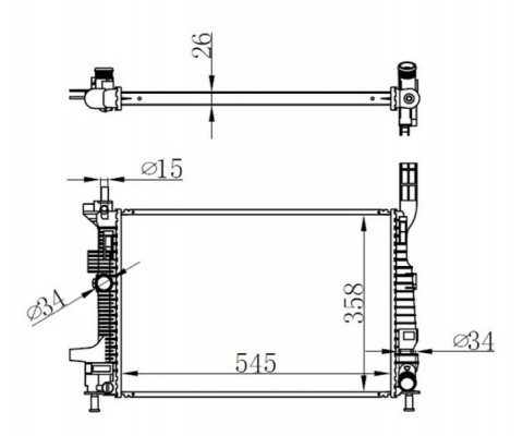 MOTOR SU RADYATORU FOCUS III 1.5TDCI 1.6TDCI 95PS 115PS 12>YENI CONNECT 14> 1.5TDCI 1.6 TDCI OLCU 545 358 26 BRAZING