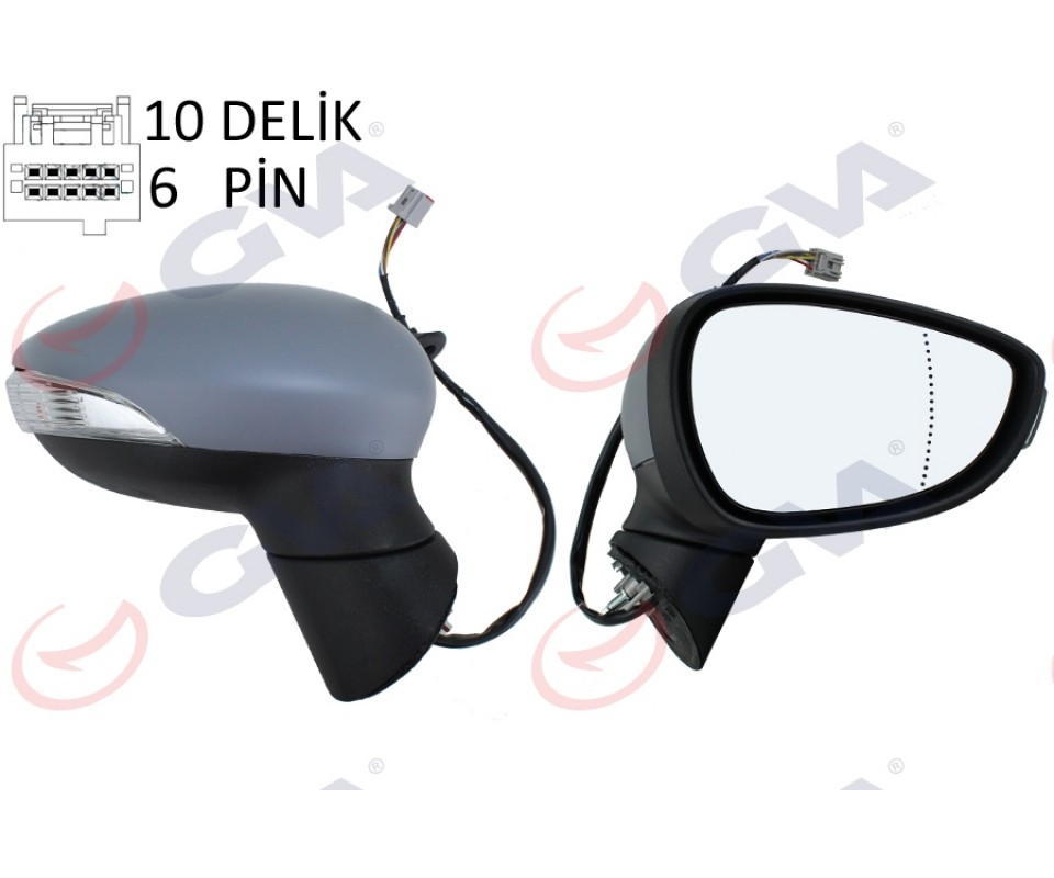 DIŞ DİKİZ AYNASI SAĞ FORD FİESTA 13> ELEKTRİKLİ ISITMALI ASTARLI 10 DELİK-6 PİN 6 FİŞ VM-6326EHPAR