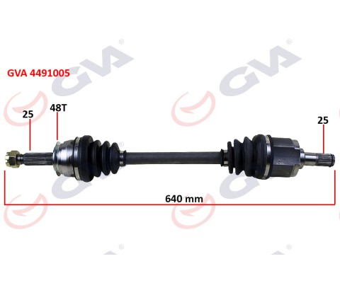 KOMPLE AKS SOL HYUNDAI ACCENT ERA 1.4L 1.6L G4EE G4ED benzinli 06-10 ABS li 25x25 - ABS 48 diş komple boy 640mm