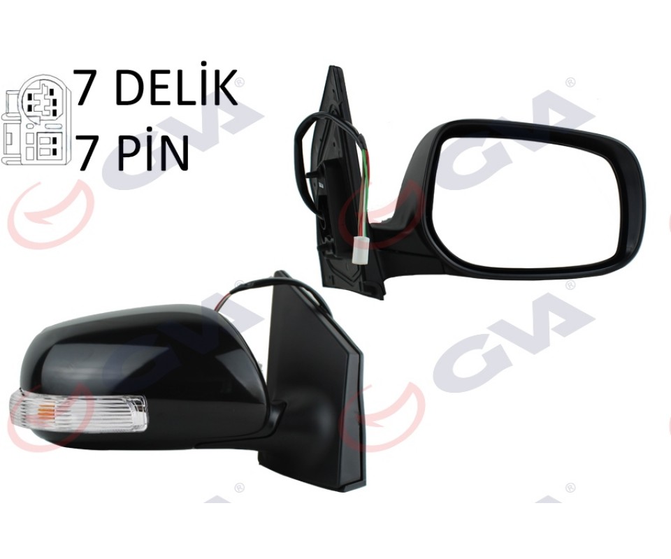 DIŞ DİKİZ AYNASI SAĞ COROLLA 08> ELEKTRİKLİ ISITMALI KATLANIR SİNYALLİ ASTARLI KONVEKS 7 FİŞ VM-6263EBR