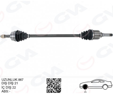 KOMPLE AKS SAĞ PEUGEOT P208 12>19 CITROEN C3 16> 1.0-1.2-1.4-1.6 VTI 1.4 HDI-1.6 BlueHDI 21x22x867