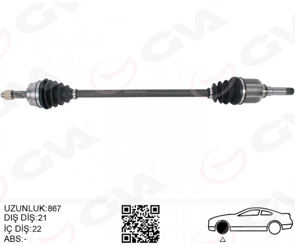 KOMPLE AKS SAĞ PEUGEOT P208 12>19 CITROEN C3 16> 1.0-1.2-1.4-1.6 VTI 1.4 HDI-1.6 BlueHDI 21x22x867