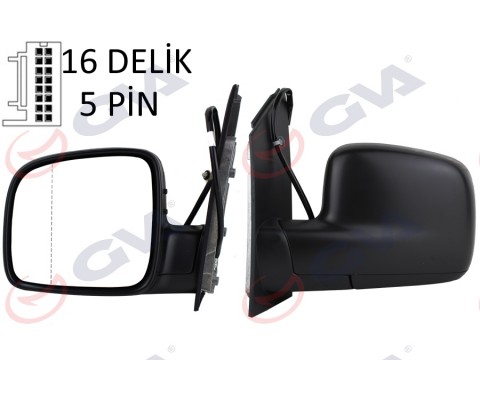 DIŞ DİKİZ AYNASI SOL CADDY 04> ELEKTRİKLİ ISITMALI ASFERİK 5 FİŞ VM-375EHAL