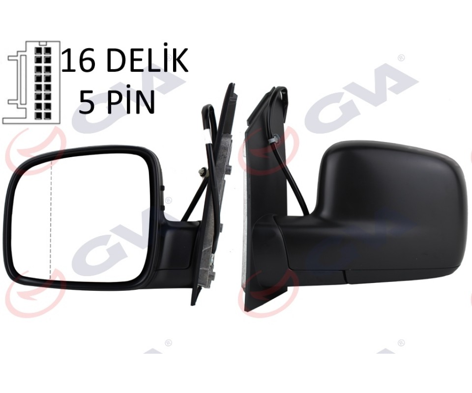 DIŞ DİKİZ AYNASI SOL CADDY 04> ELEKTRİKLİ ISITMALI ASFERİK 5 FİŞ VM-375EHAL