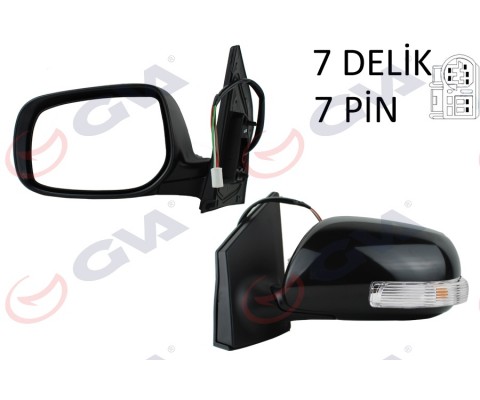 DIŞ DİKİZ AYNASI SOL COROLLA 08> ELEKTRİKLİ ISITMALI KATLANIR SİNYALLİ ASTARLI KONVEKS 7 FİŞ VM-6263EBL
