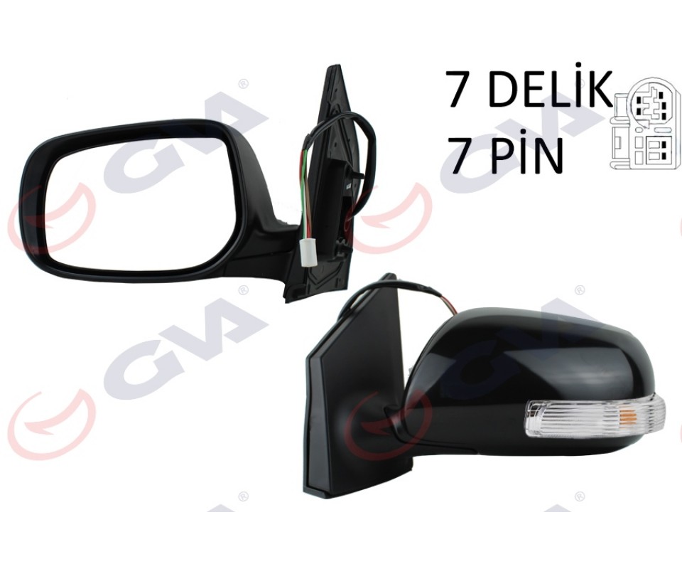 DIŞ DİKİZ AYNASI SOL COROLLA 08> ELEKTRİKLİ ISITMALI KATLANIR SİNYALLİ ASTARLI KONVEKS 7 FİŞ VM-6263EBL