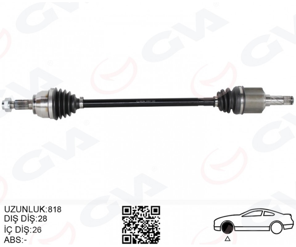 KOMPLE AKS ARKA SAĞ/SOL FREELANDER 2 L359 2.0 Si4 2.2TD4 06<14 820MM DİŞ 28 DİFERANSİYEL DİŞ 26