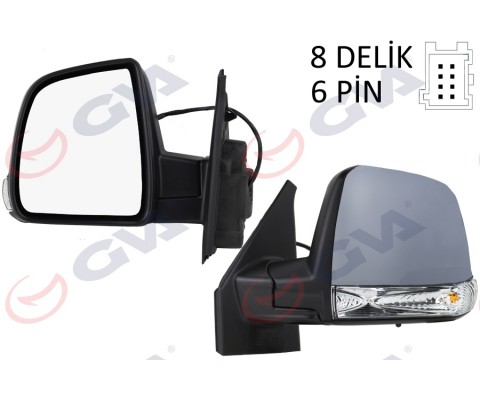 DIŞ DİKİZ AYNASI SOL DOBLO 11> ELEKTRİKLİ SİNYALLİ ASTARLI TEK CAMLI KONVEKS 6 FİŞ VM-668EHPL
